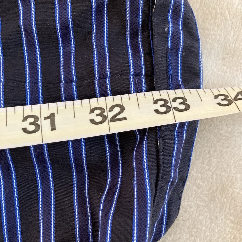 Vtg J Peterman Striped Band Collar Henley Button Poets Shirt Mens Large USA Made - Picture 9 of 9